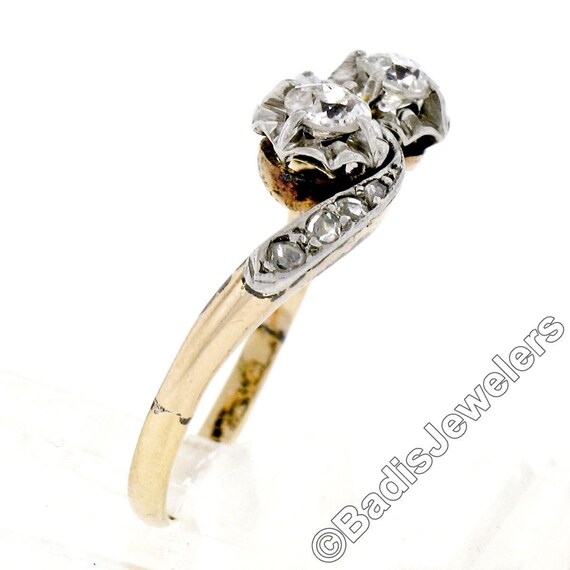 Antique Edwardian 14K Yellow Gold & Platinum Top … - image 5