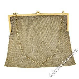 Designer Dreicer & Co. Antique Art Deco 14k Yellow Gold 12.60ctw GIA Certified No Heat Sapphire and Diamond Mesh Purse and Chain Strap image 2