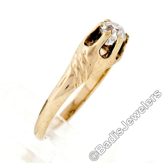 Antique Victorian 14K Yellow Gold 0.40ct Old Cush… - image 3