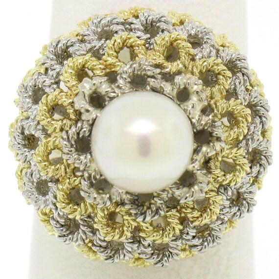 Estate Hand Made 18K Two Tone Yellow and White Go… - image 1