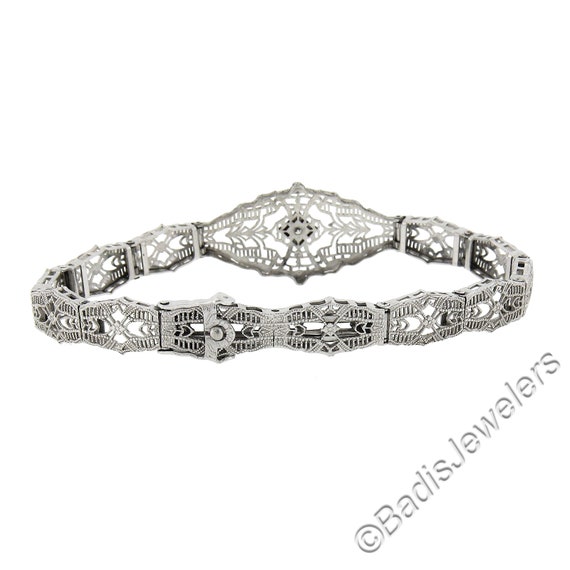 Antique Esemco 10k White Gold 0.03ct Old Single Cut Prong
