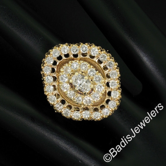 Large Vintage 14K Yellow Gold 2.20ctw Diamond Han… - image 1