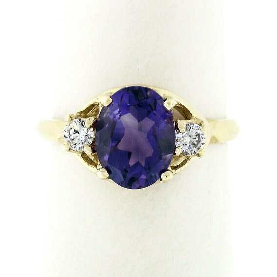 Vintage Sterling Silver Ladies Ring with Round Purple Cabochon Stone Sunburst Style Size 7
