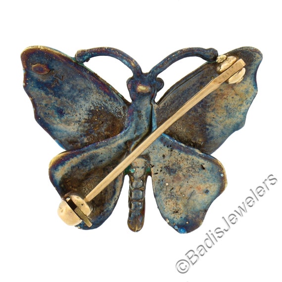 Vintage 14K Yellow Gold Colorful Petite Butterfly… - image 3