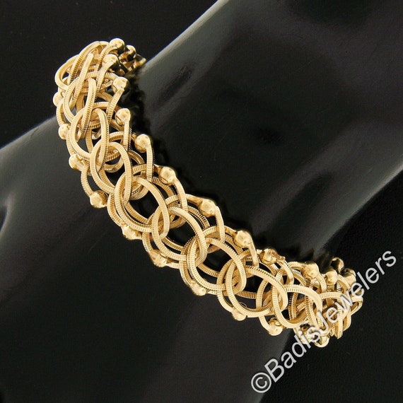 Vintage 14K Yellow Gold 6.25" 14.6mm Textured Dou… - image 1