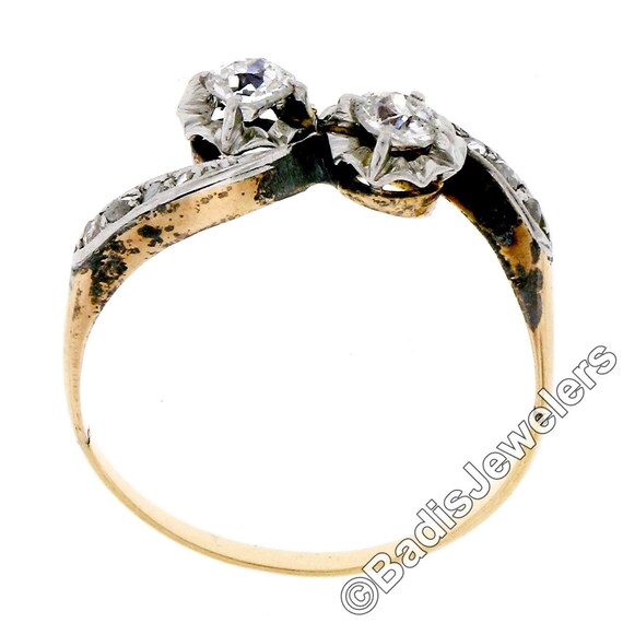 Antique Edwardian 14K Yellow Gold & Platinum Top … - image 6