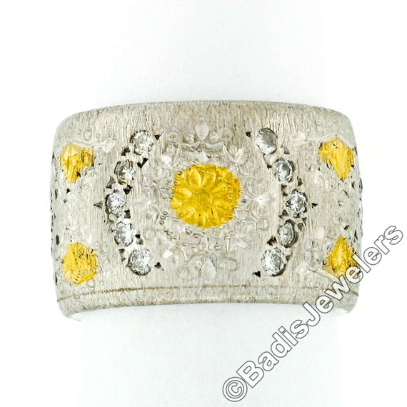 Vintage Handmade 18k Two Tone Gold 0.30ctw Pave S… - image 4