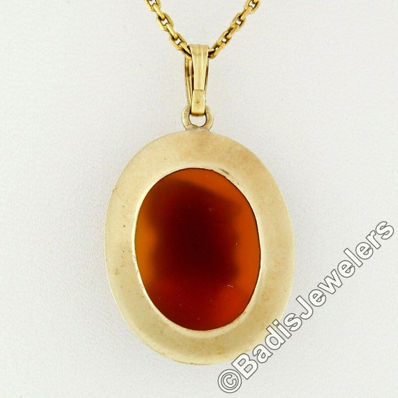 Antique 14K Yellow Gold Oval Carved Carnelian Cam… - image 6