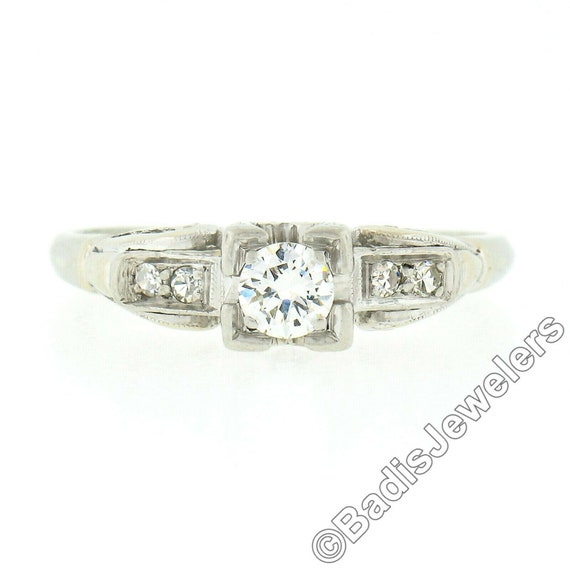 Vintage Beautiful 14K White Gold 0.26ctw Old Trans