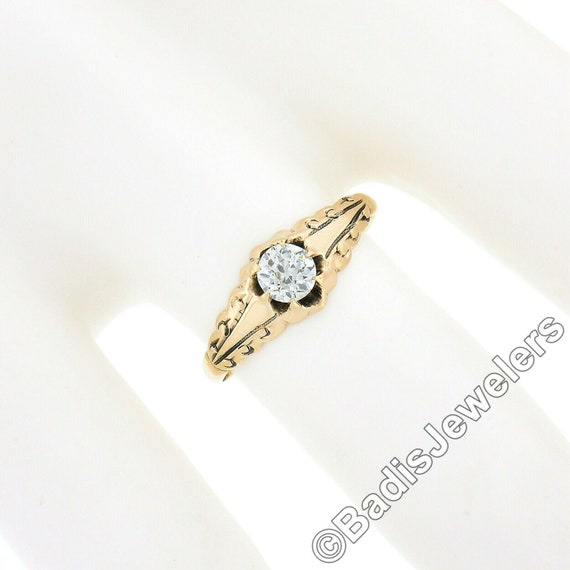 Antique Victorian 14k Rosy Yellow Gold 0.30ctw Ol… - image 3