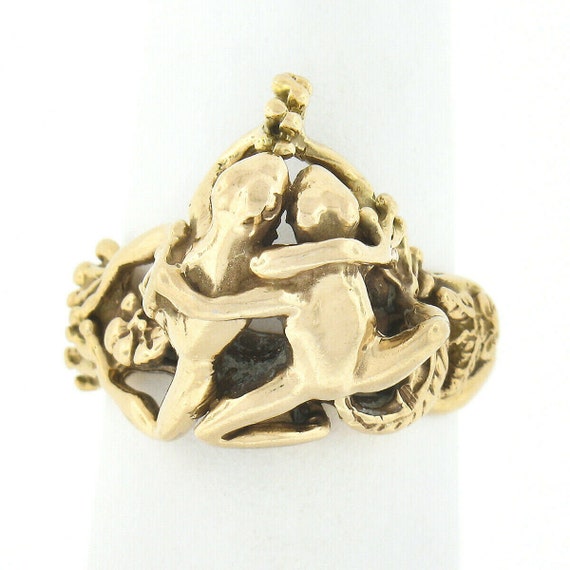 Vintage Unique 14k Yellow Gold High Profile Detai… - image 1