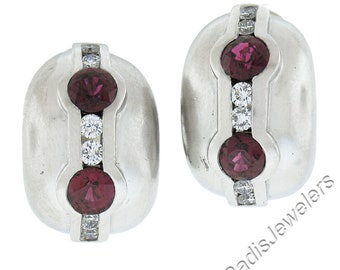 B Kieselstein Cord Platinum 3.3ctw GIA Graded No Heat Ruby & Diamond Cuff Clip on Statement Earrings