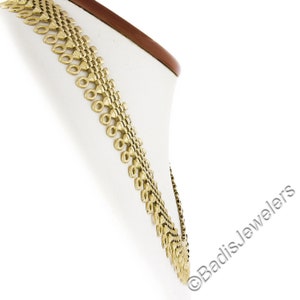 Vintage 18k Yellow Gold 16" 20.9mm Wide Brick Pattern Fringe Chain Necklace