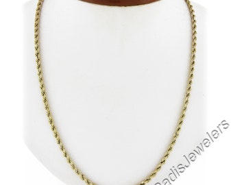 Massief 18k geel goud 26" lang 3,4 mm touw schakelketting met vatsluiting