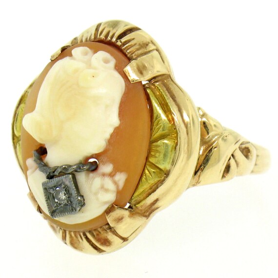 Antique 10k Rose & Green Gold Carved Cameo Old Cu… - image 5