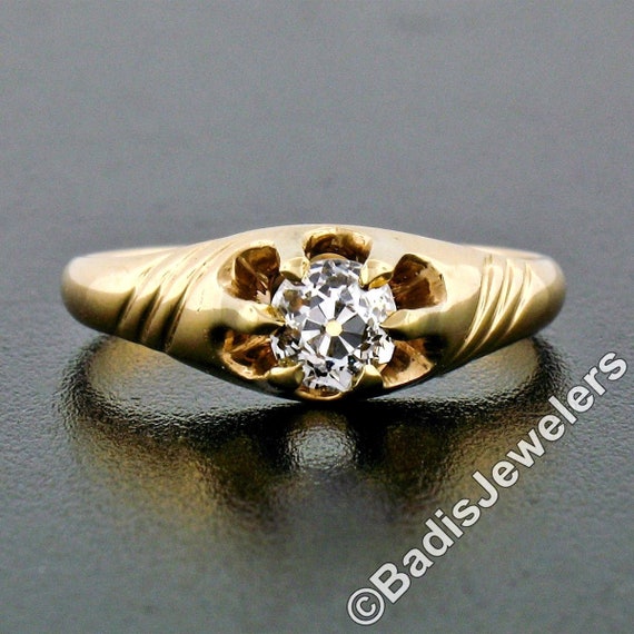 Antique Victorian 14K Yellow Gold 0.40ct Old Cush… - image 5