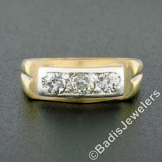 Antique Edwardian 14k Yellow Gold & Silver 0.75ct… - image 3