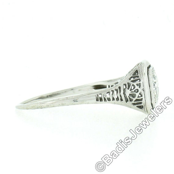 Antique Art Deco 18k White Gold Old European Cut … - image 8