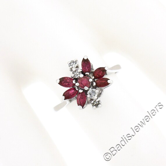 Vintage 14K White Gold 0.80ctw Marquise Cut Ruby … - image 3