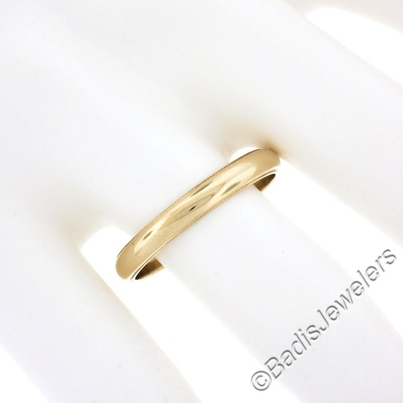 Estate Unisex Classic 14k Yellow Gold 3.5mm Domed… - image 3