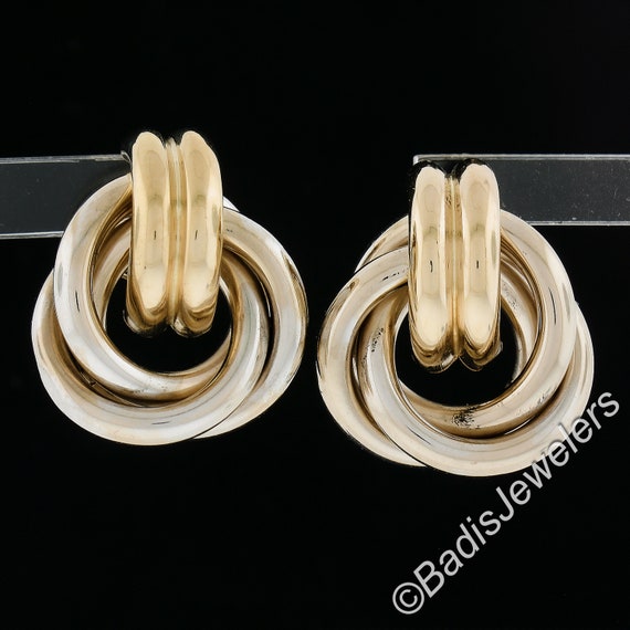 Simple 14k Two Tone Gold Polished Open knot Tube … - image 1