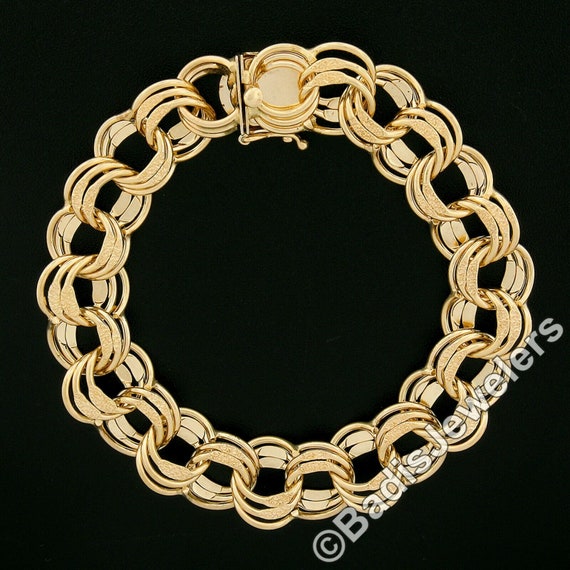 Vintage Gorgeous Solid 14K Yellow Gold 6.75" Trip… - image 2