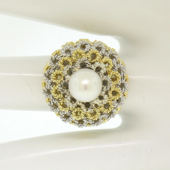 Estate Hand Made 18K Two Tone Yellow and White Go… - image 7