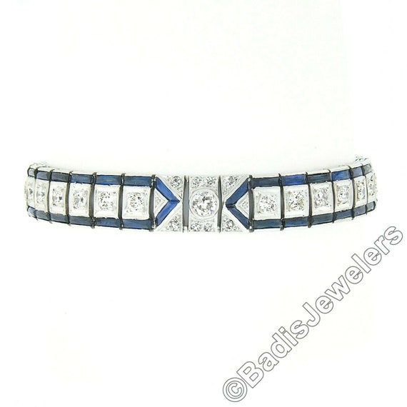 Antique Art Deco Platinum 4.56ctw Bezel & Pave Ol… - image 2