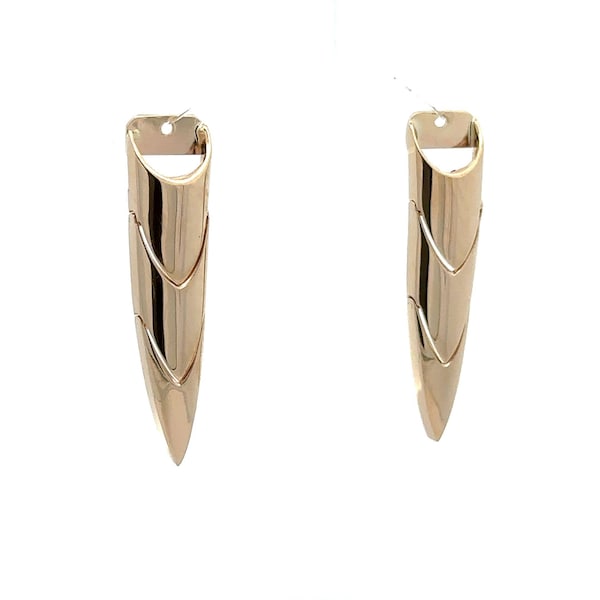 Estate 14k Yellow Gold Chevron Articulating Earring Enhancer Charms Jackets