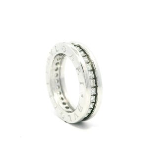 Bulgari Solid 18k White Gold Diamond B.ZERO1 4.8mm Wide Band Ring Sz3