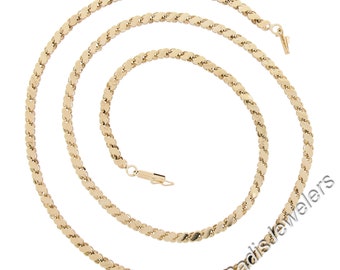 14k Yellow Gold 25" Polished Dual Sided S Link Chain Necklace Barrel Push Clasp