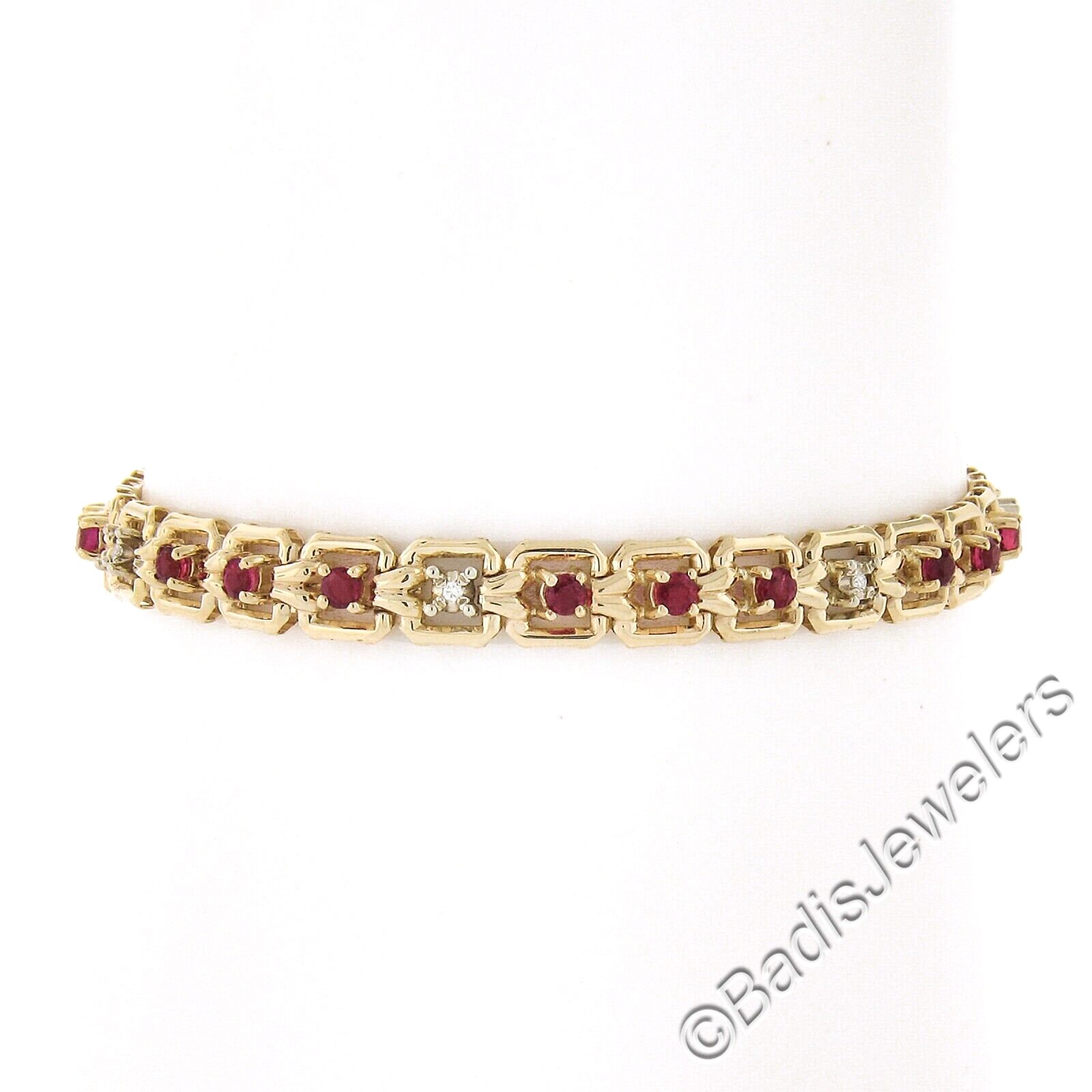 Antique Orientalist Estate C1900 14K Gold Snake Bracelet With Ruby