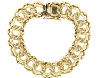 Vintage Sterling Silver Geometric Row Link Bracelet 60's