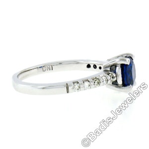 NEW 14K White Gold 1.30ctw GIA Certified Oval Blue Sapphire Solitaire ...