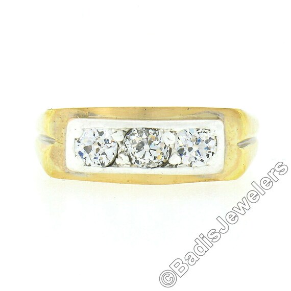 Antique Edwardian 14k Yellow Gold & Silver 0.75ct… - image 5