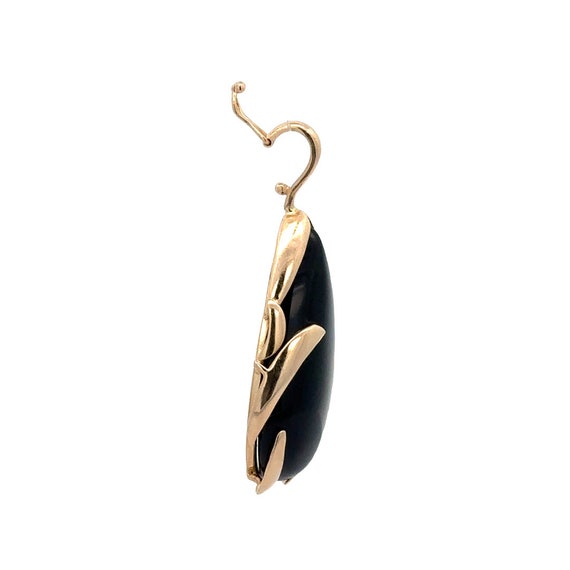 14k Solid Yellow Gold Teardrop Shaped Cabochon Be… - image 5