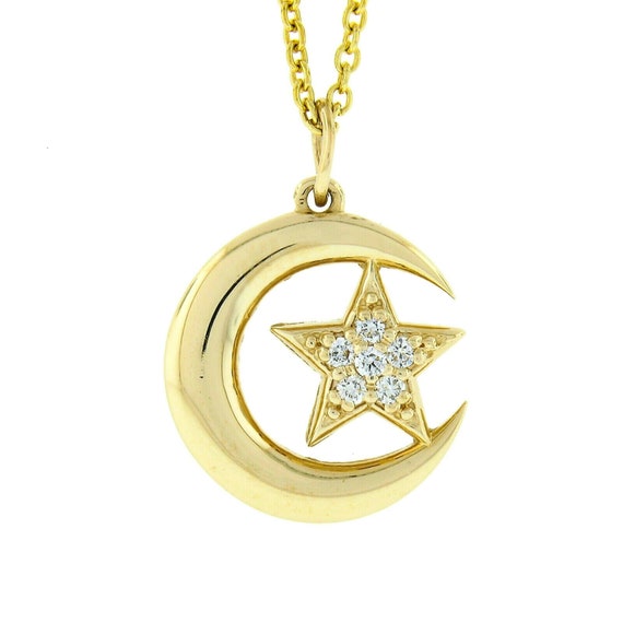 14K Gold Polished Moon & Star Multi-Strand Necklace 14K Gold Polished Moon & Star Multi-Strand Necklace