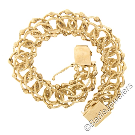 Vintage 14K Yellow Gold 6.25" 14.6mm Textured Dou… - image 5