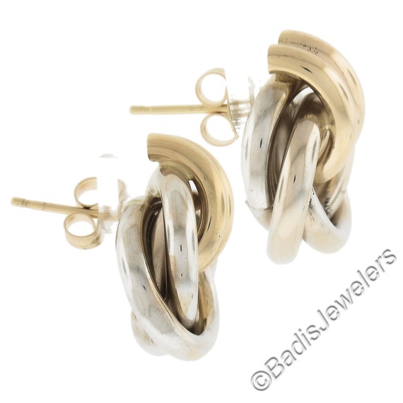 Simple 14k Two Tone Gold Polished Open knot Tube … - image 3