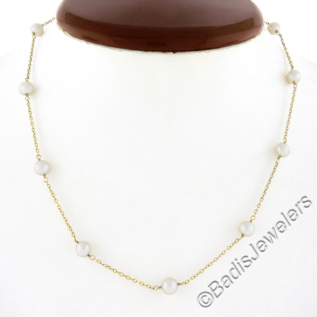 ブレスレット LESS IS MORE Y Pearl 14K Gold Field Necklace Estate 14k Yellow Gold 5-6mm White Pearl by the Yard 16