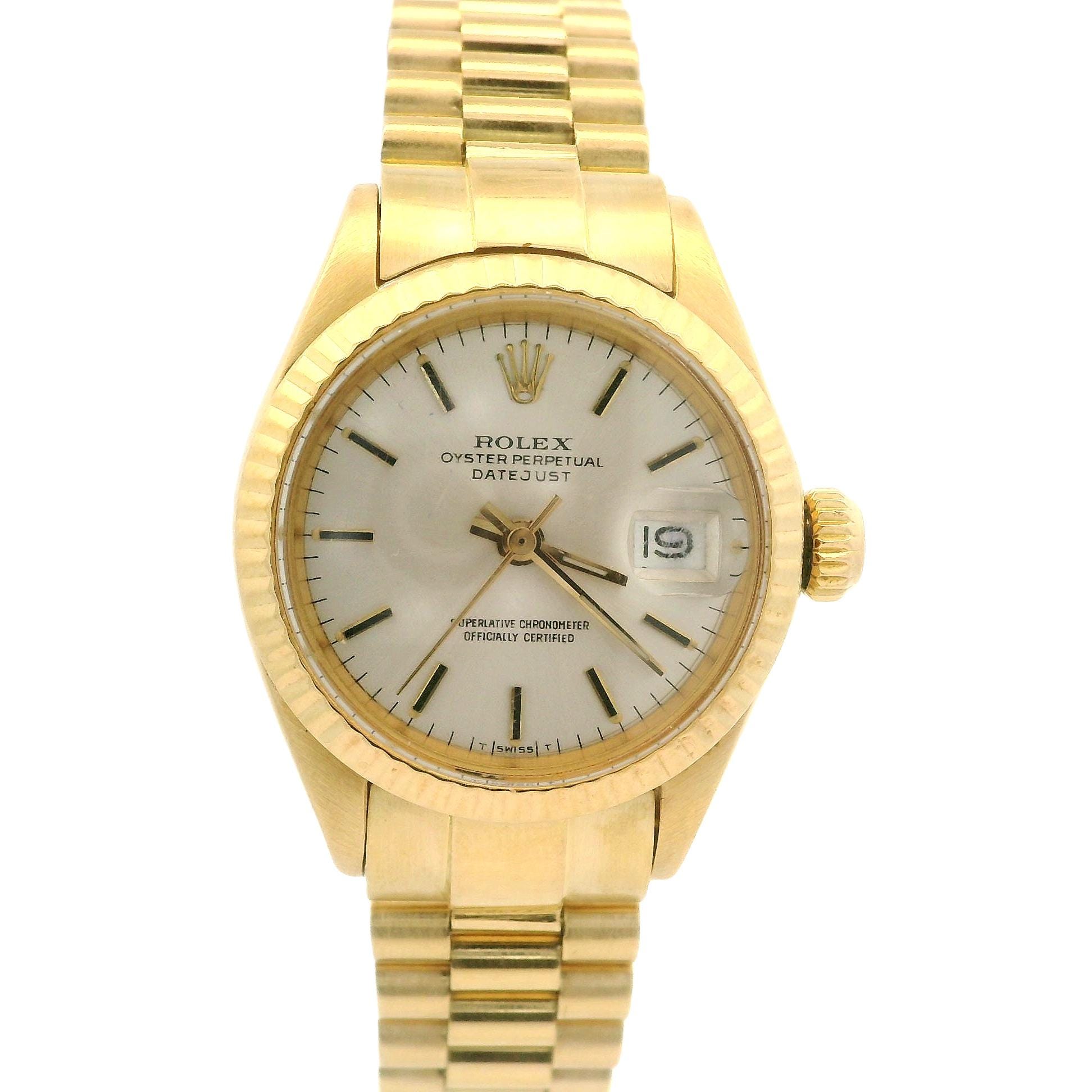 1972 Ladies 18k Yellow Gold Rolex Datejust 26mm Jubilee Bracelet Watch Ref. 6917