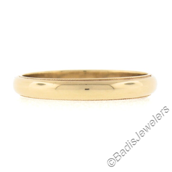 Estate Unisex Classic 14k Yellow Gold 3.5mm Domed… - image 4