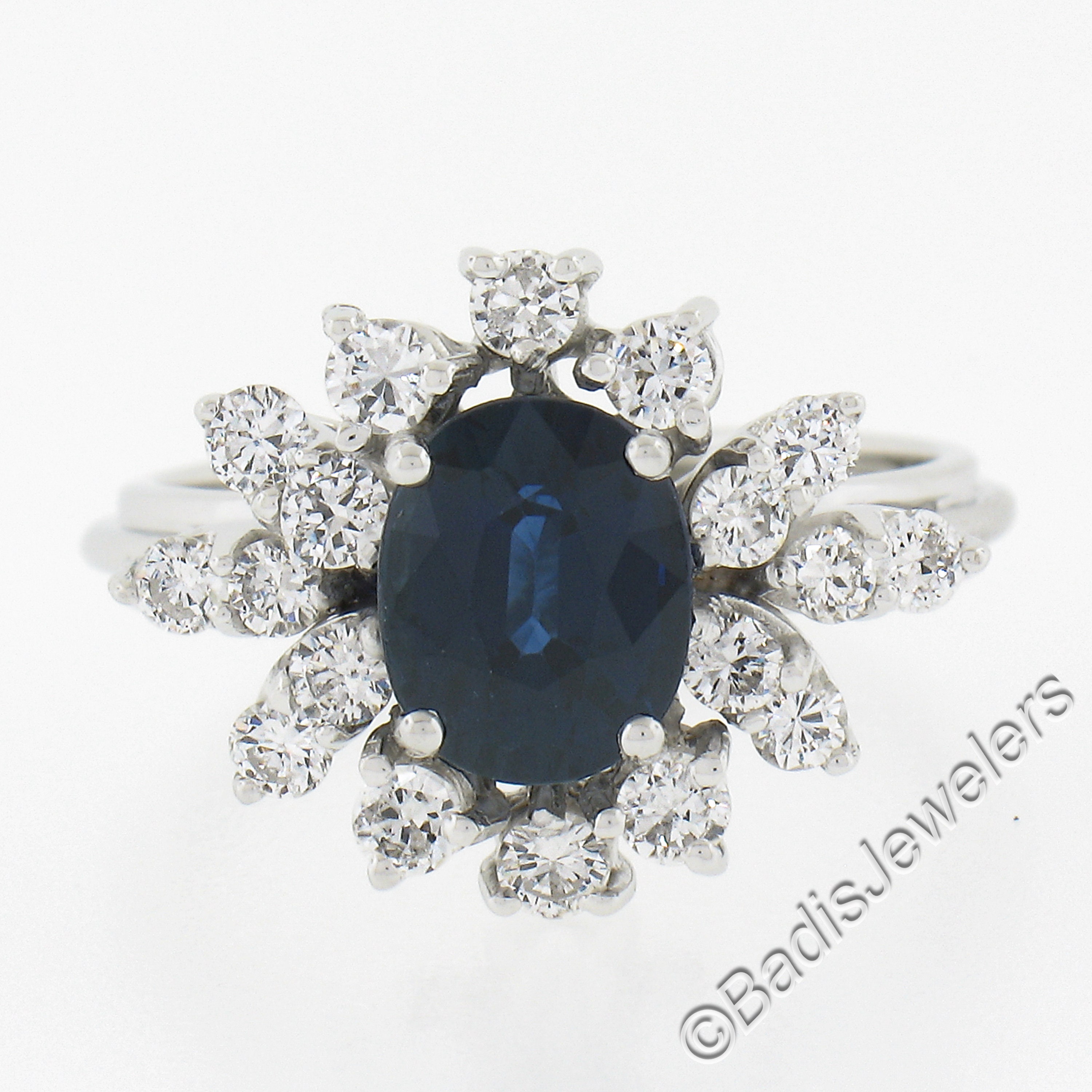 Vintage 18k White Gold 2.44ctw GIA Graded Oval Sapphire W