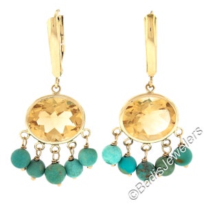 Ross Simons 14 Kt Citrine and Turquoise Earrings - Etsy