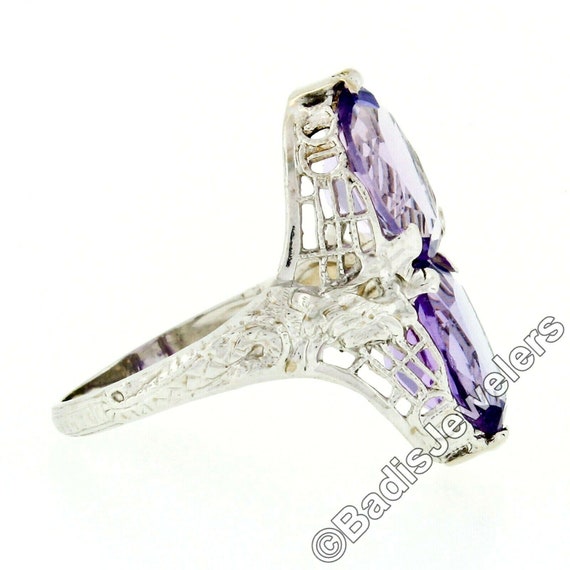 Antique Art Deco 14k White Gold Dual Purple Ameth… - image 7