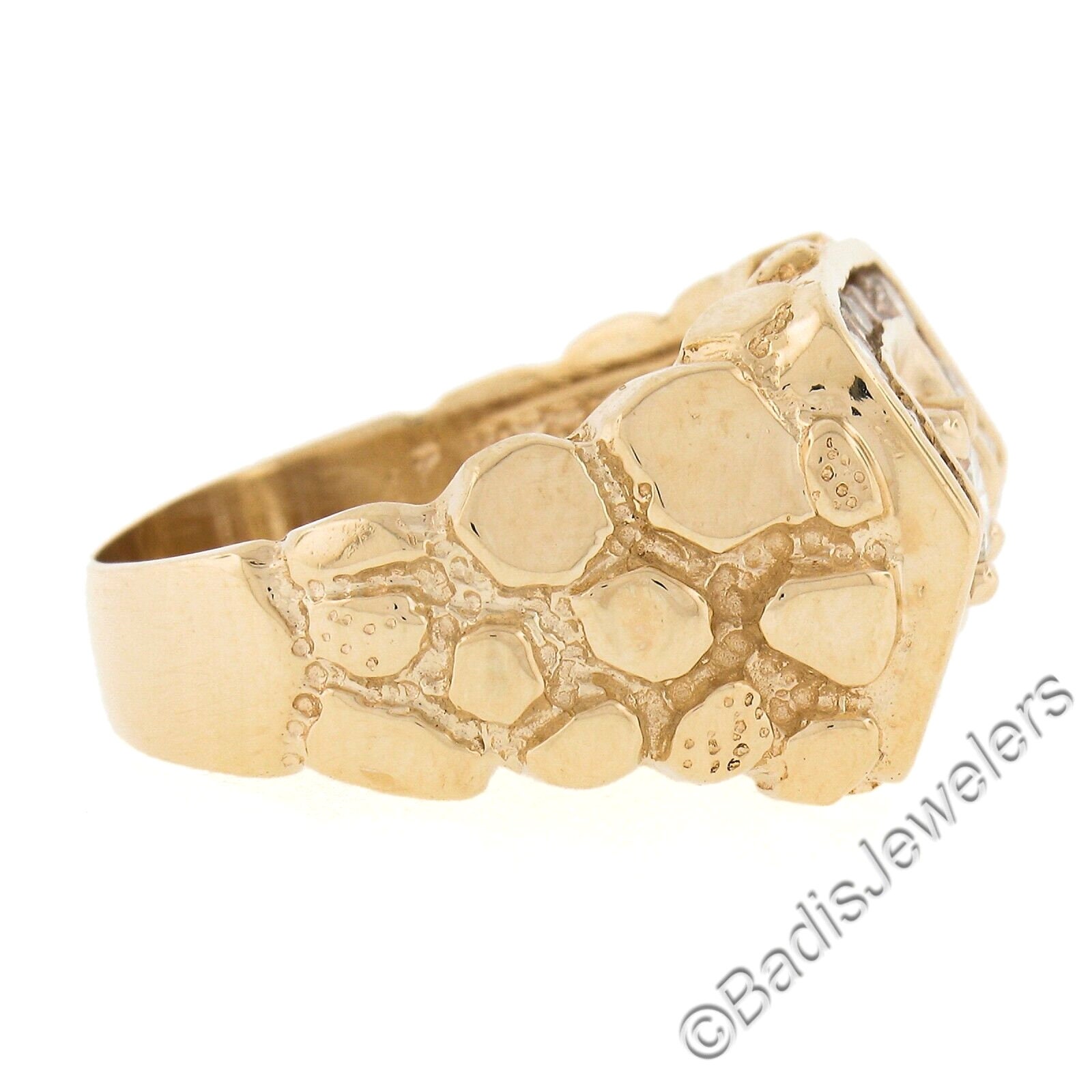 Men's/unisex Solid 14K Yellow Gold 1.26ctw Round Brilliant