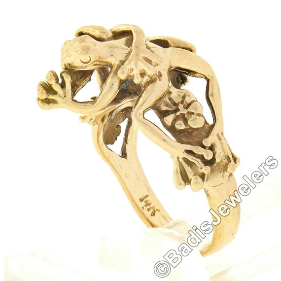 Vintage Unique 14k Yellow Gold High Profile Detai… - image 5