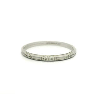Antique Art Deco Platinum Stackable Dainty Crisp Band Ring Size 6