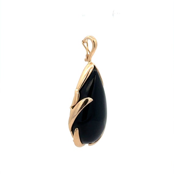 14k Solid Yellow Gold Teardrop Shaped Cabochon Be… - image 7