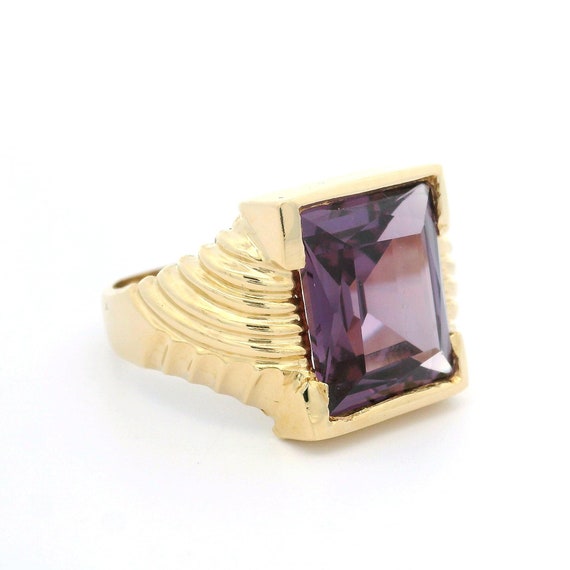 Vintage Retro Men's Synthetic Alexandrite W/ Groo… - image 1